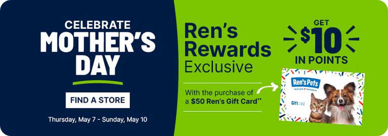 other&rsquo;s Day promotion with Ren&rsquo;s Rewards offer of 10 dollars in points with purchase of a fifty dollar gift card, featuring dog and cat on gift card.