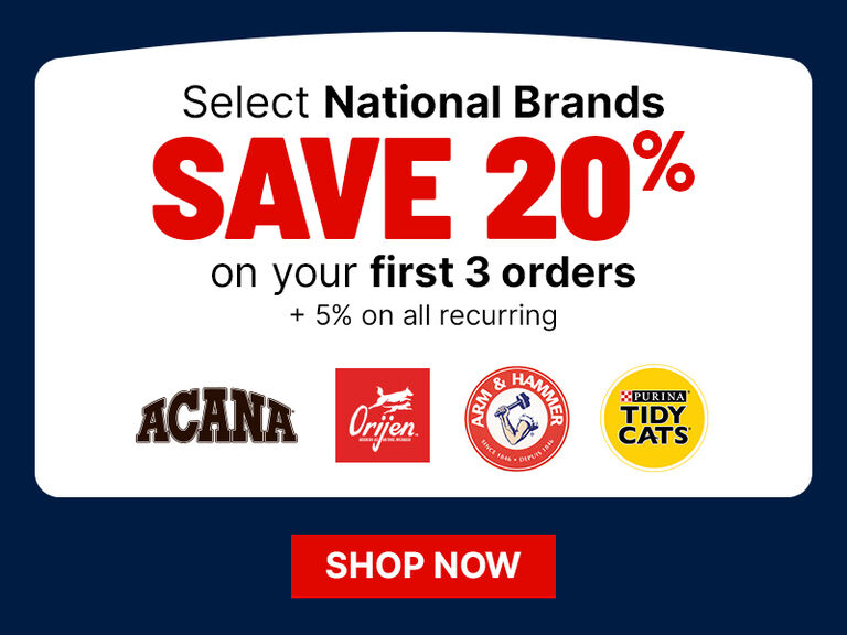 On select national brands, save 20% on your first 3 orders + 5% on all recurring. Shop now