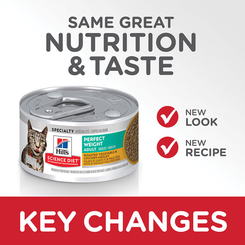 Science Diet, Perfect Weight Roasted Vegetable and Chicken Medley Canned Cat Food for healthy weight image number null