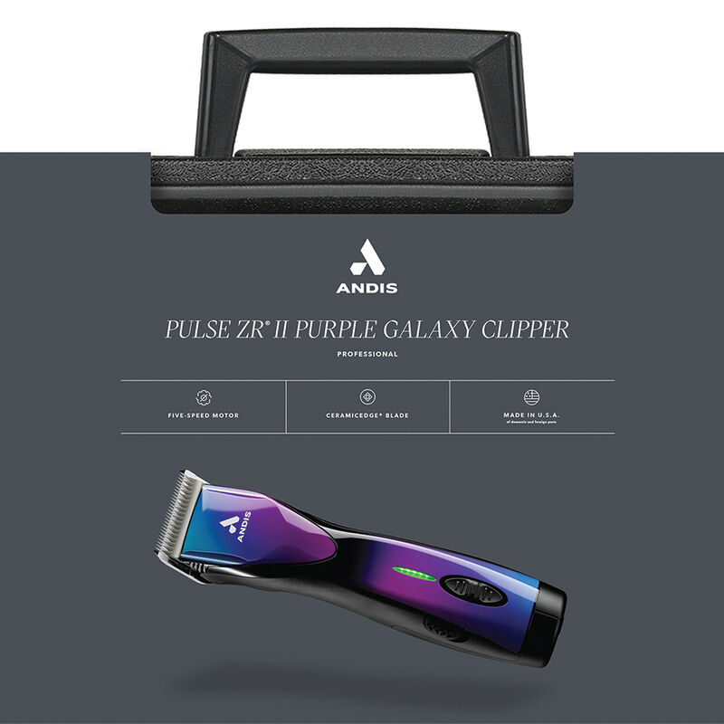 Andis, Pulse ZR II Galaxy Cordless Clipper - Purple - Grooming Clipper image number null