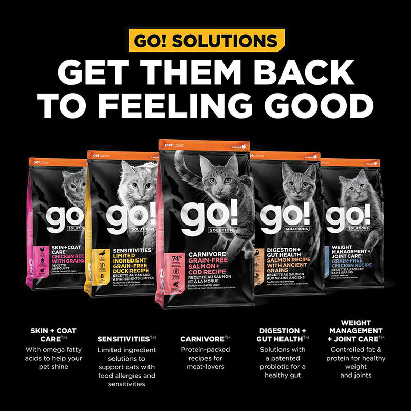 GO! SOLUTIONS,  Feline Adult - Hairball Control & Urinary Care - Chicken with Grains - Dry Cat Food image number null