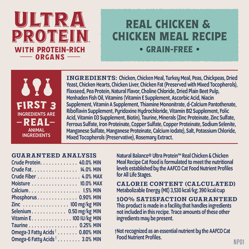 Natural Balance, Ultra Protein - Chicken & Chicken Meal Recipe - Dry Cat Food image number null