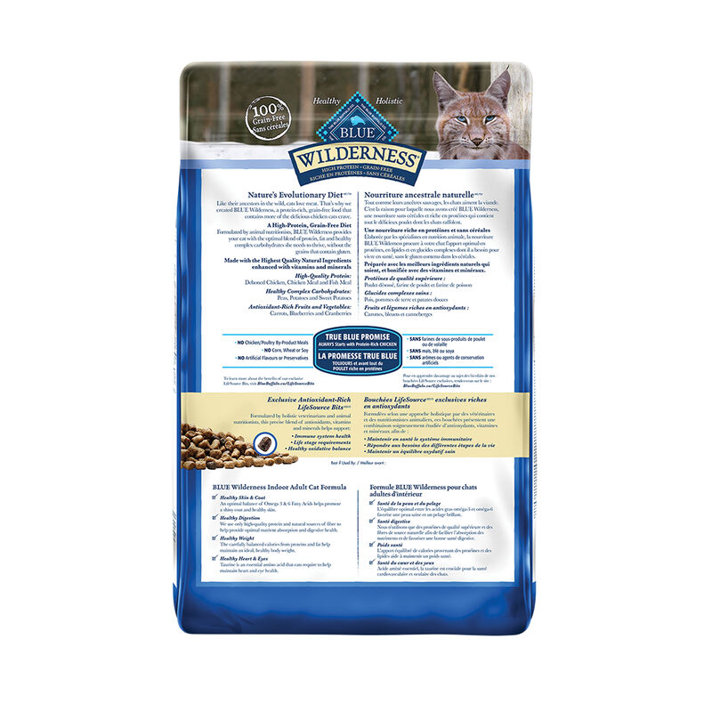 Blue Buffalo, Feline Adult - Wilderness Indoor - Chicken - Dry Cat Food image number null