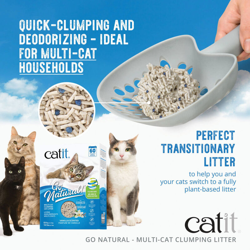 Catit Go Natural! Pea Husk Mix Multi-Cat Clumping Cat Litter Vanilla-Scented - 6.4 kg image number null