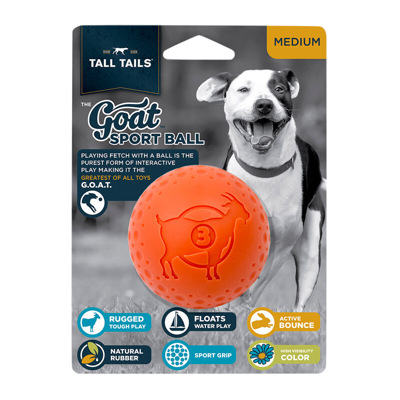 Tall Tails, Natural Rubber 3" GOAT Ball - Orange - Toss Dog Toy image number null