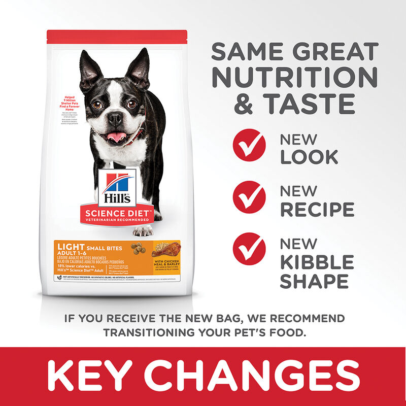 Science Diet, Adult Light Small Bites with Chicken Meal & Barley Dry Dog Food for healthy weight man image number null