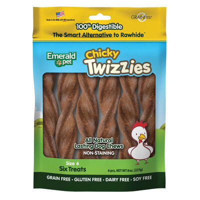 Emerald Pet, Twizzies, LID GF Chew - Chicky - 6" - 6 pk