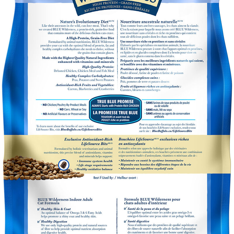 Blue Buffalo, Feline Adult - Wilderness Indoor - Chicken - Dry Cat Food image number null