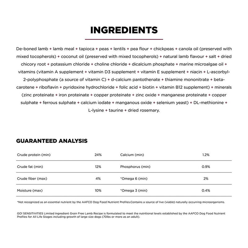 GO! SOLUTIONS, SENSITIVITIES Limited Ingredient Grain Free Lamb Recipe for dogs - Dry Dog Food image number null