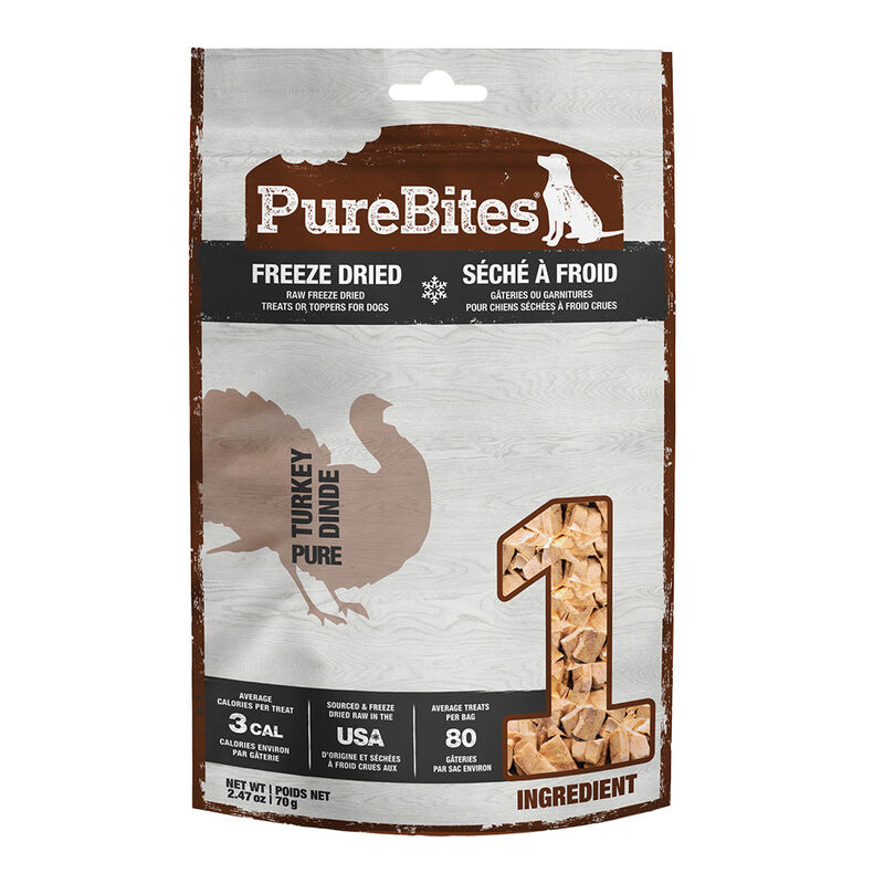 PureBites, Mid Size Dog Treats, Turkey - 70 g - Freeze Dried Dog Treat image number null