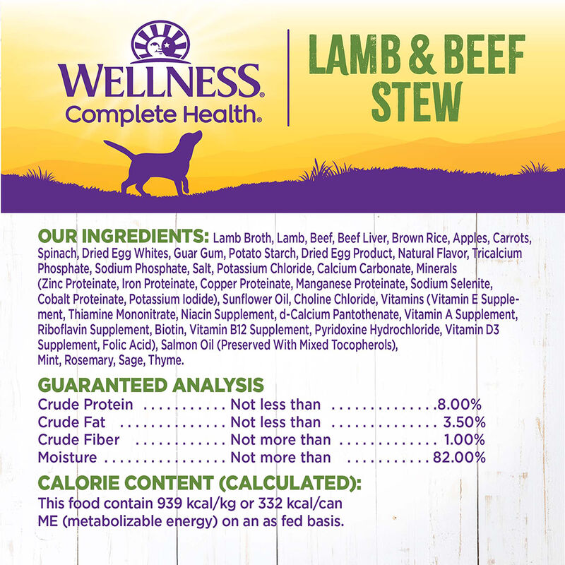 Wellness, Canned Dog Food, Chunks & Gravy, Lamb & Beef Stew with Brown Rice & Apples - 12.5 oz - Wet image number null