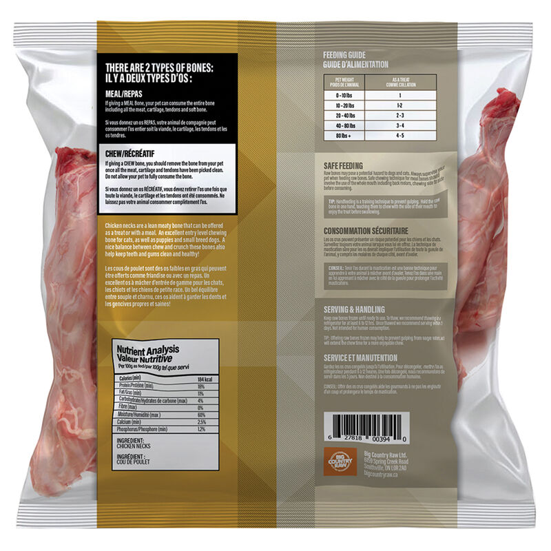 Big Country Raw, Chicken Neck  -1 lb - Frozen Dog Food image number null