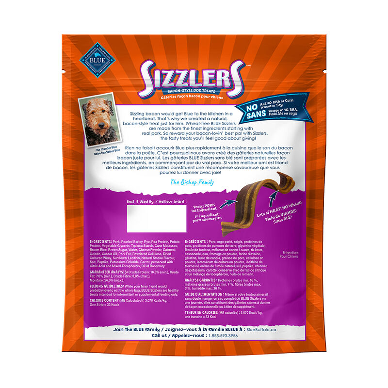 Blue Buffalo, Sizzlers - Bacon Style - Pork - 170 g - Dog Treat image number null