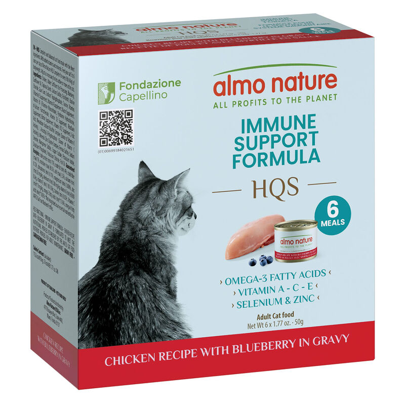 Almo Nature, HQS Cat Supportive - Immune Support Chicken W/ Blueberry In Gravy - Wet Cat Food image number null