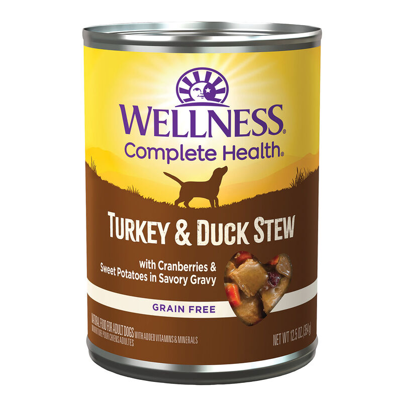 Wellness, Canned Dog Food, Chunks & Gravy, Turkey & Duck Stew with Sweet Potatoes & Cranberries - 12 image number null