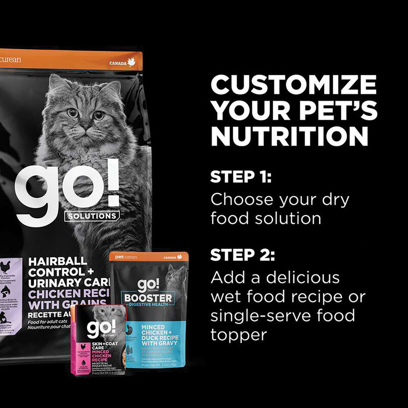 GO! SOLUTIONS,  Feline Adult - Hairball Control & Urinary Care - Chicken with Grains - Dry Cat Food image number null