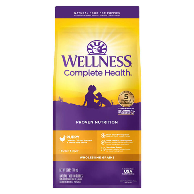 Wellness, Puppy Complete Health - Deboned Chicken, Oatmeal & Salmon Meal - 11.8 kg - Dry Dog Food image number null