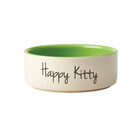 PetRageous, Happy Kitty Bowl - Natural/Lime Green - 5" image number null
