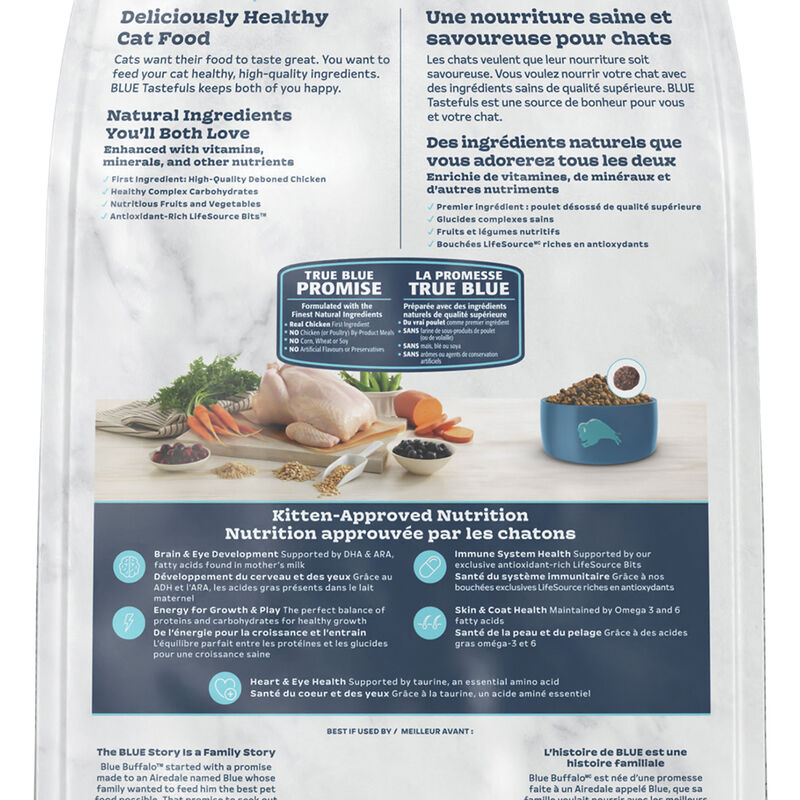 Blue Buffalo Tastefuls Healthy Growth Natural Kitten Dry Cat Food, Chicken & Brown Rice 3.1-kg image number null