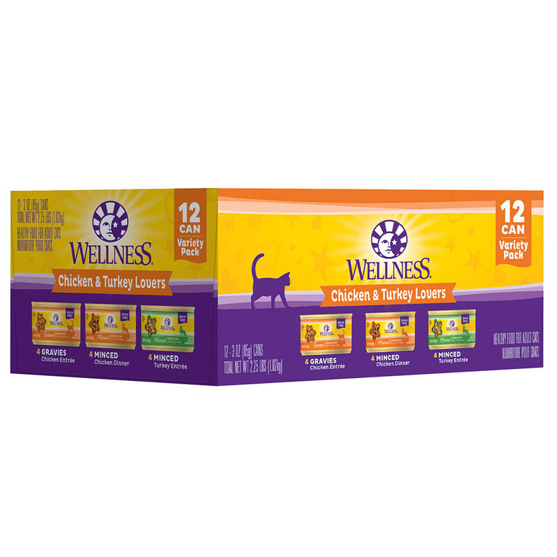 Wellness, Can, Feline Adult - Complete Health - Chicken & Turkey Lovers - Variety Pack - 12 x 85 g - image number null