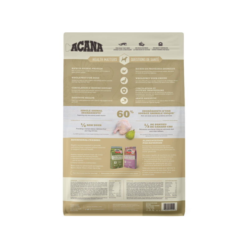 Acana, Adult - Singles Duck & Pear - Dry Dog Food image number null