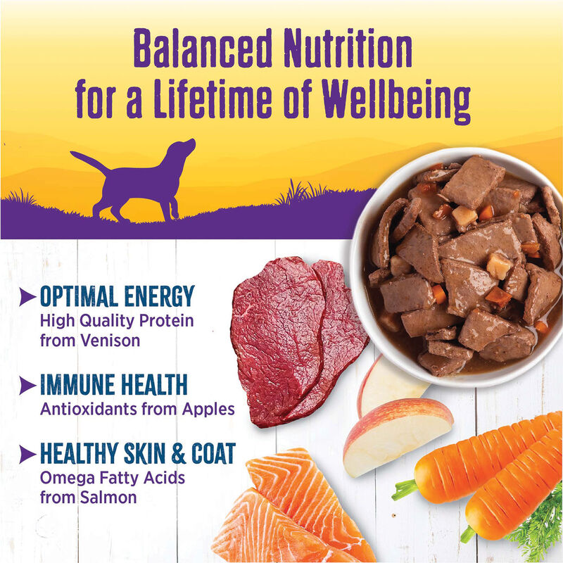 Wellness, Canned Dog Food, Chunks & Gravy, Venison & Salmon Stew with Carrots & Potatoes - 12.5 oz - image number null