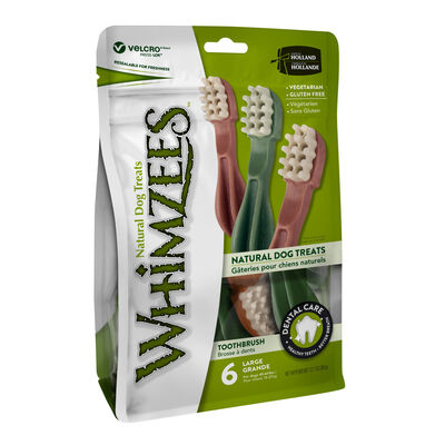 Whimzees, Dental Treat, Toothbrush Star Value Pouch - L-6 Pc