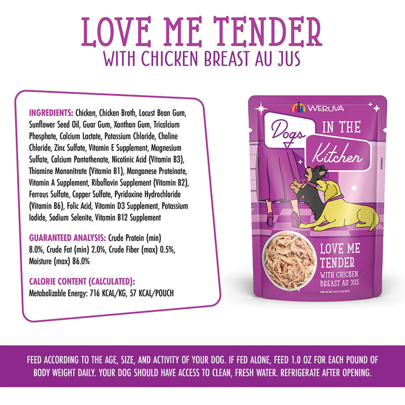 Weruva, Pouch, Adult - Luv Me Tender - 80 g - Minced - Wet Dog Food image number null