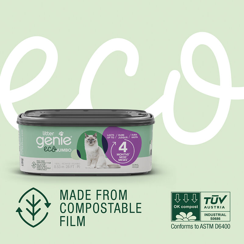 Litter Genie, Eco Jumbo Refill, Compostable Film, 28ft (Up To 4 Months) image number null