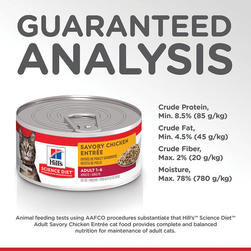 Science Diet, Adult Savory Chicken Canned Cat Food, 156g - Wet Cat Food image number null