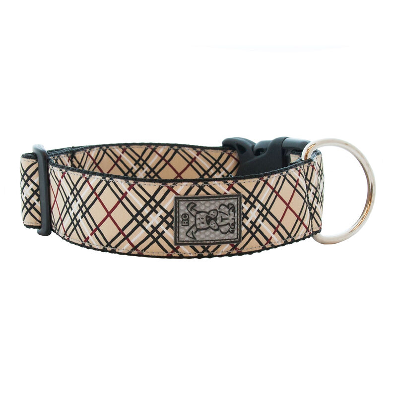 RC Pets, Wide Clip Collar - Tan Tartan - 1.5" Width - Dog Collar image number null