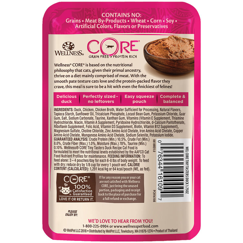 Wellness, Pouch, Feline Adult - Core Tiny Tasters - Duck - 50 g - Wet Cat Food image number null