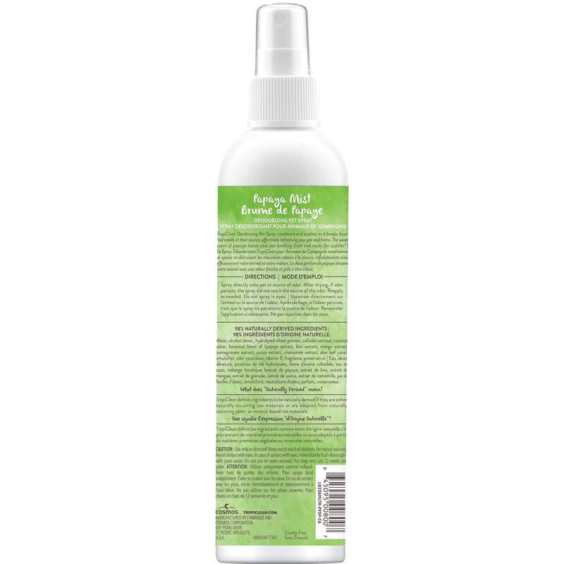 Tropiclean, Papaya Mist Deodorizing Spray for Pets - 8 oz image number null