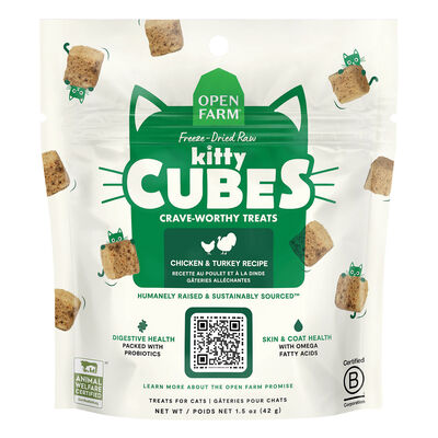 Open Farm, Kitty Cubes - Freeze Dried Raw Chicken & Turkey - Cat Treats