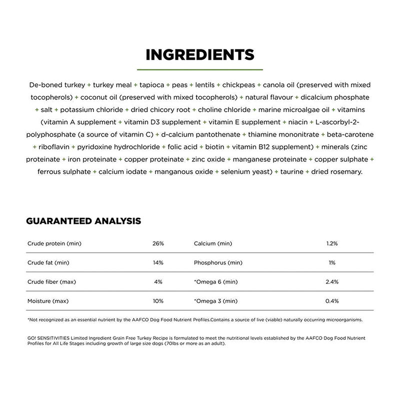 GO! SOLUTIONS, SENSITIVITIES Limited Ingredient Grain Free Turkey Recipe for dogs - Dry Dog Food image number null