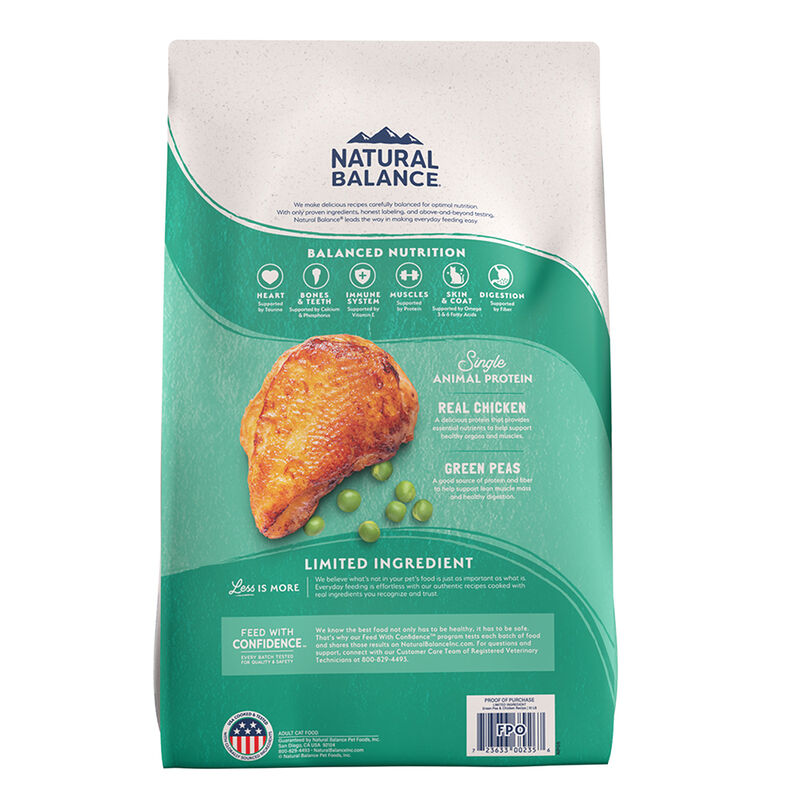 Natural Balance, Limited Ingredient Dry Cat Formula, Green Pea & Chicken - Dry Cat Food image number null