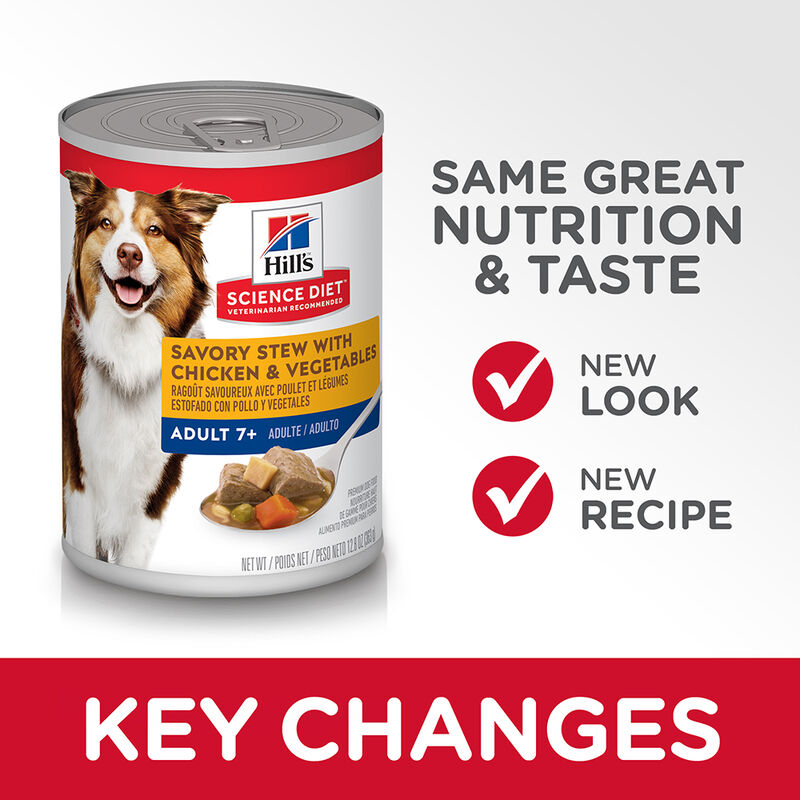 Science Diet, Can, Adult 7+ - Savory Stew Chicken & Vegetables - 363 g - Wet Dog Food image number null