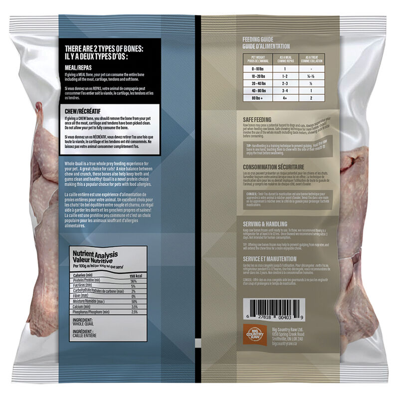 Big Country Raw, Whole Quail - 1 lb - Frozen Dog Food image number null