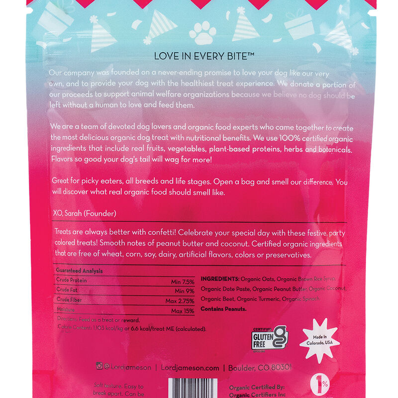 Lord Jameson, Confetti Cake Organic Dog Treats - 85 g Dog Treats image number null