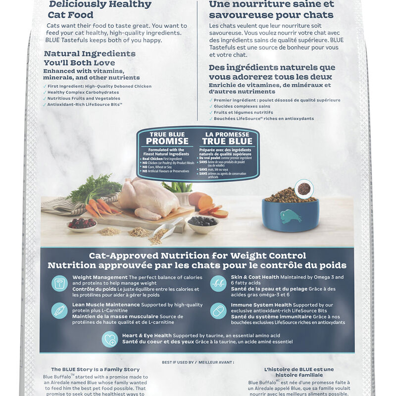 Blue Buffalo Tastefuls Weight Control Natural Adult Dry Cat Food, Chicken & Brown Rice image number null