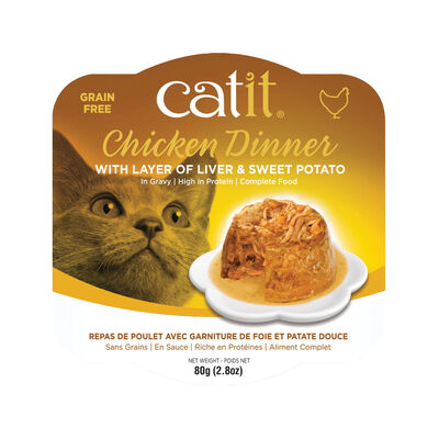 Catit, Grain Free - Chicken Dinner with Layer of Liver & Sweet Potato in Gravy - Wet Cat Food