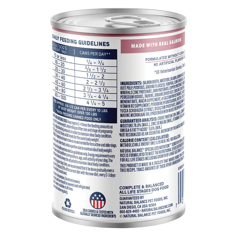 Natural Balance, Specialized Nutrition - Sensitive Skin & Stomach Formula with Salmon & Brown Rice - image number null