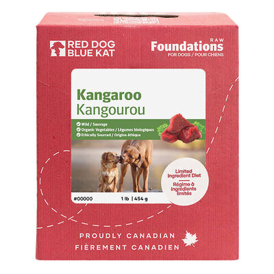 Red Dog Blue Kat, Foundations Kangaroo 4x0.25lb - Frozen Dog Food