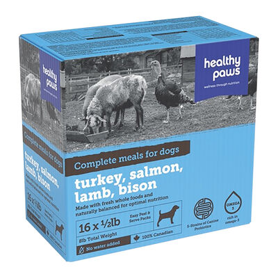 Healthy Paws, Canine Complete Variety Pack - Turkey, Lamb, Salmon, Beef - 16 x 1/2 lb