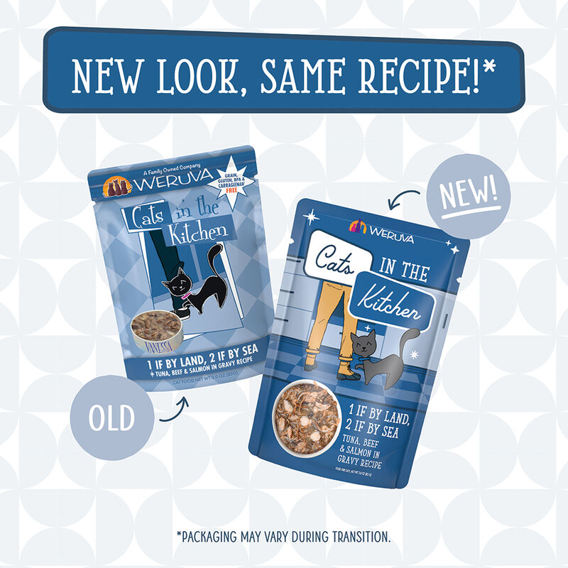 Weruva, Pouch, Feline Adult - 1 If By Land, 2 If By Sea - 85 g - Shreds - Wet Cat Food image number null