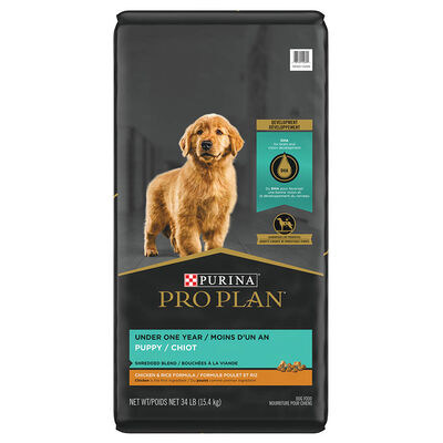 Purina Pro Plan Development Under One Year Puppy, Shredded Blend, Chicken & Rice Dry Dog Food Formul