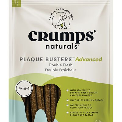 Crumps' Naturals, Plaque Busters - Advanced Double Fresh Kelp Dental Sticks - 10 pk - 270 g - Dog Tr