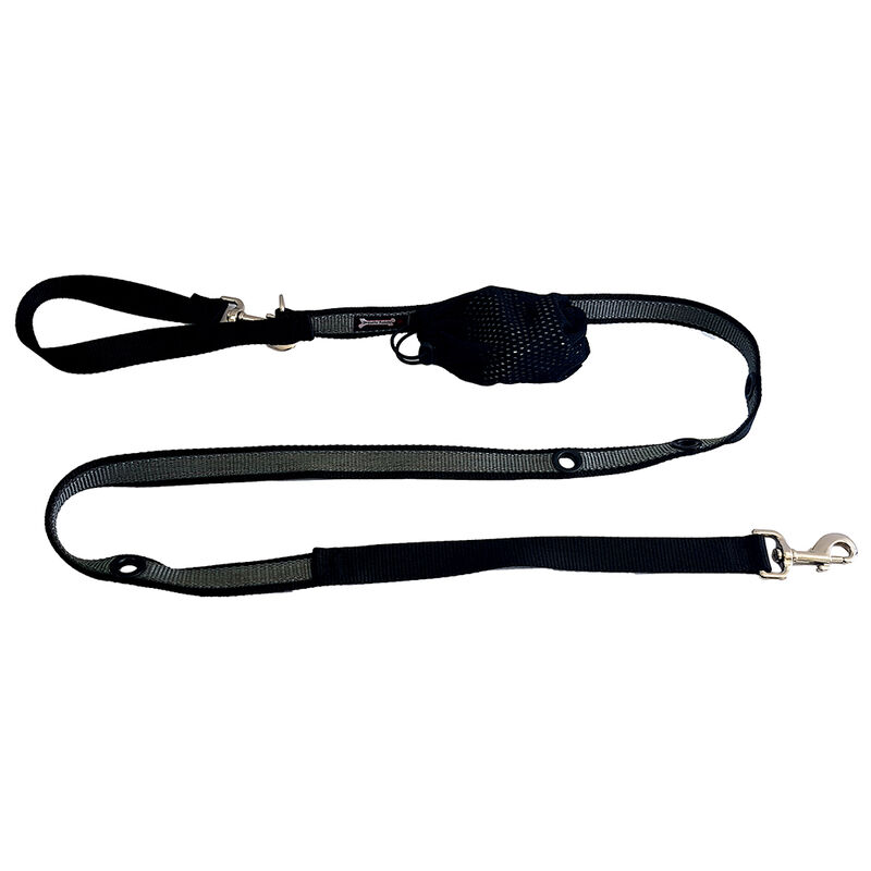 Smoochy Poochy, 2-Tone Nylon Hands Free Leash - Black/Charcoal - 1" x 6' image number null