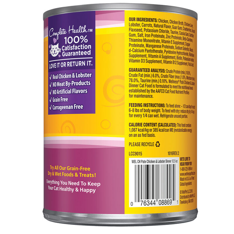 Wellness, Canned Cat Food, Complete Health, Chicken & Lobster - Wet Cat Food image number null