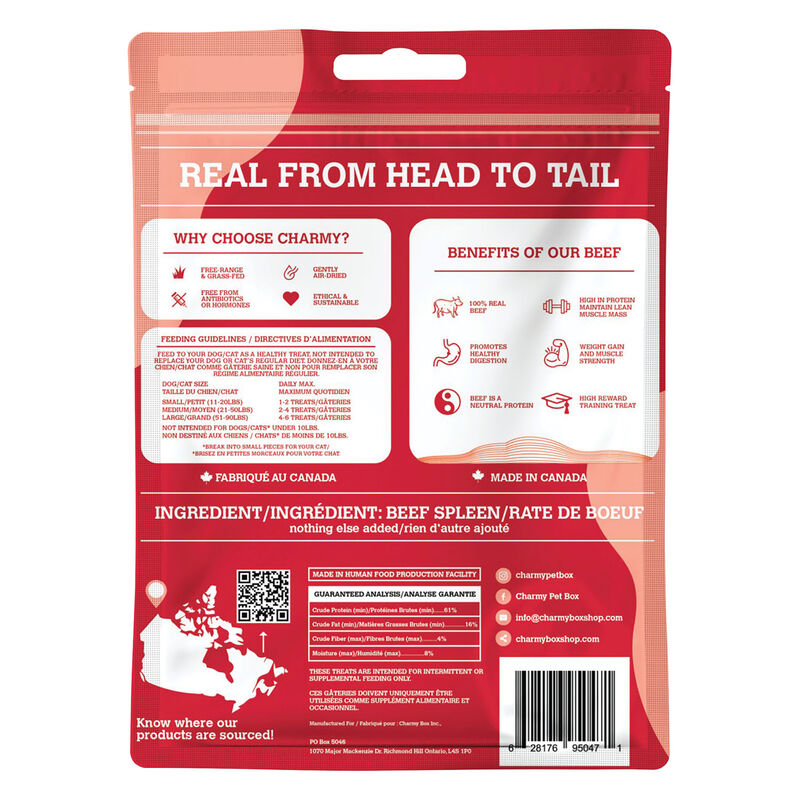 Charmy, Air Dried Beef Spleen Treats for Dogs image number null